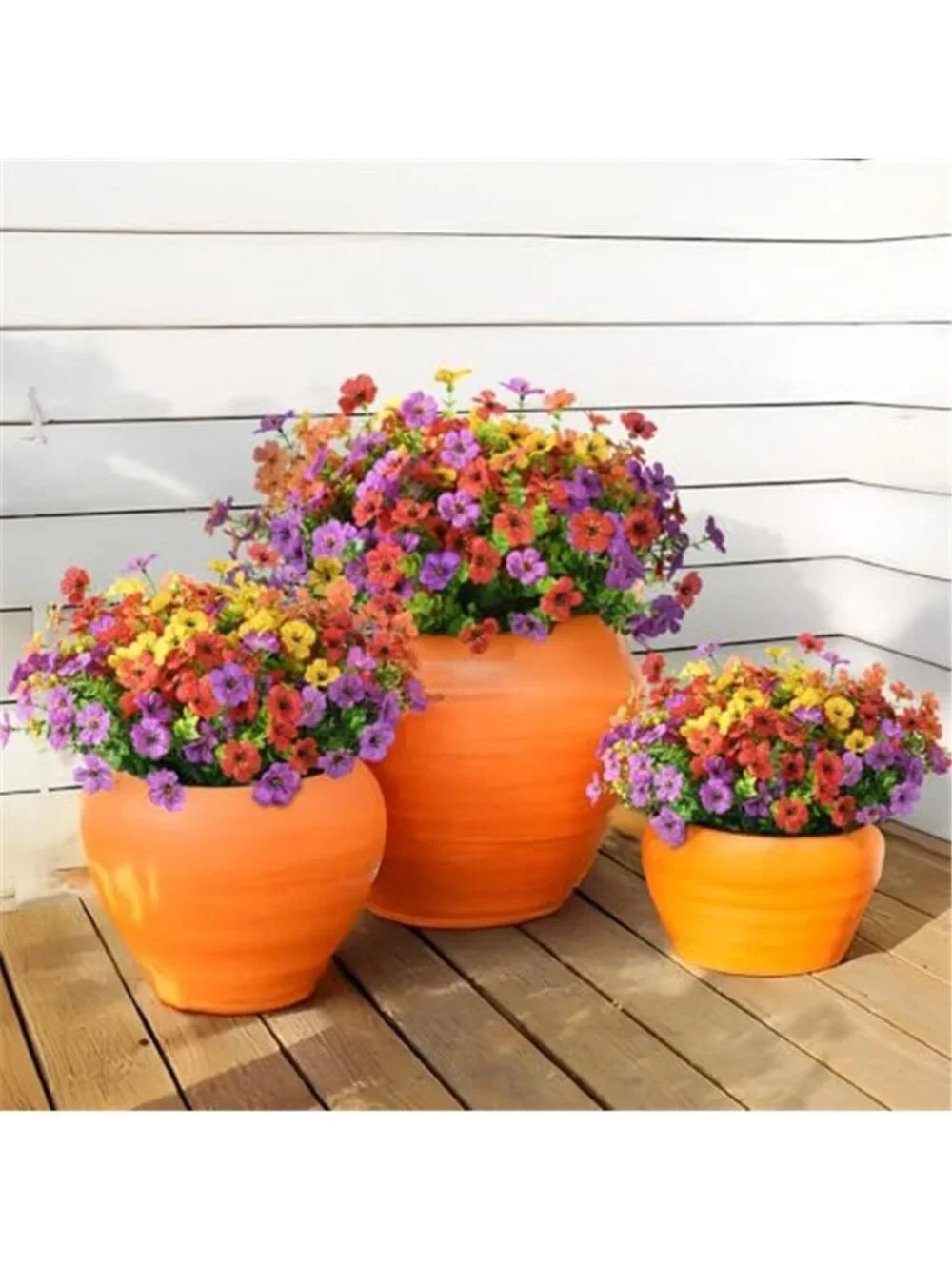 Artificial Daisy Flowers 12 Bundle UV Resistant Faux Outdoor Garden Porch Decor
